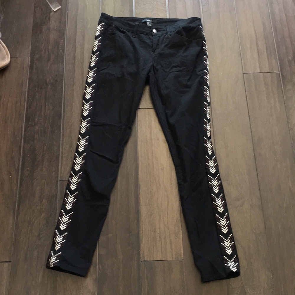 Native American Print Embroidered Pants